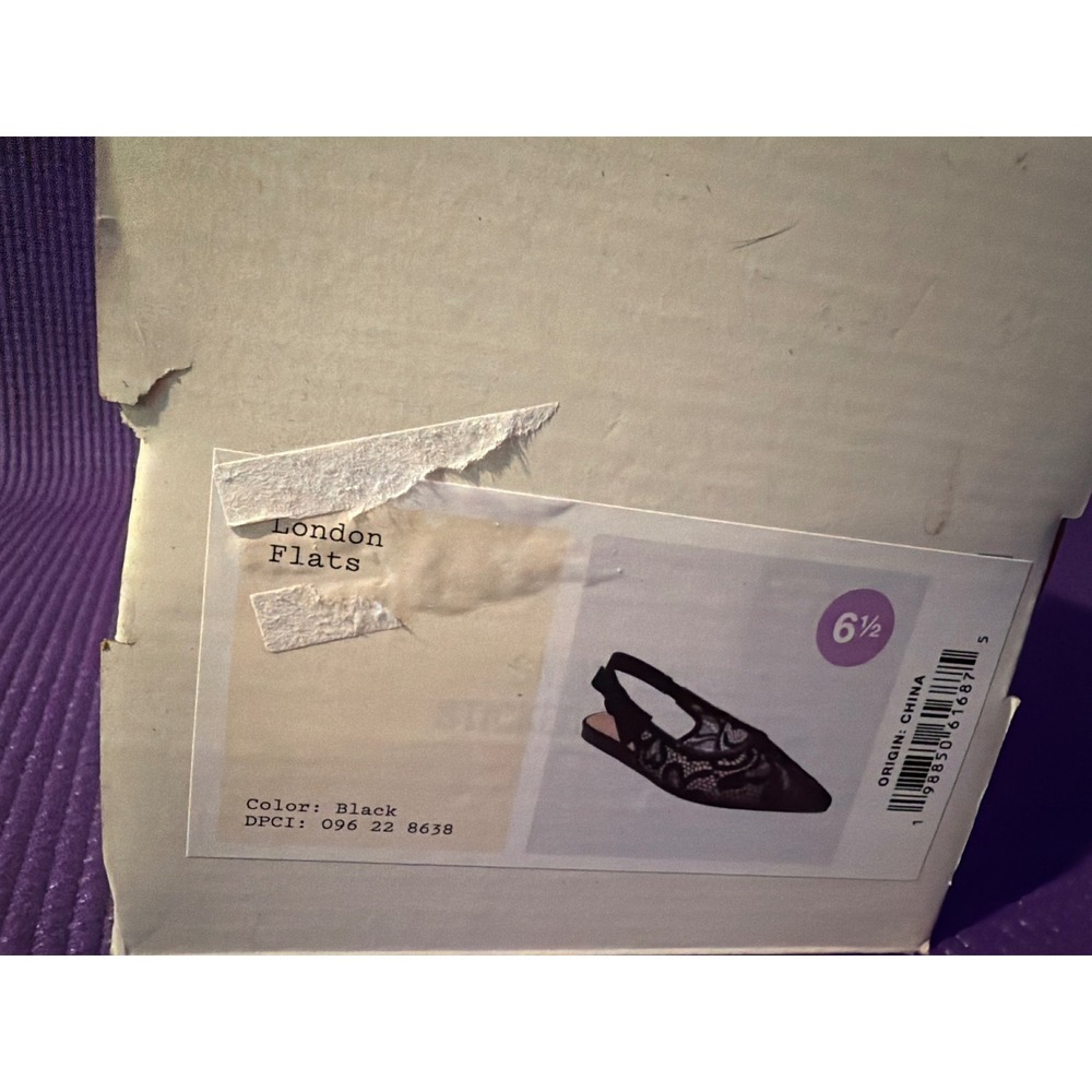 A New Day London Flats Black Lace Mesh Pointed Toe Slingback Shoes Womens 8 NEW - Picture 6 of 6